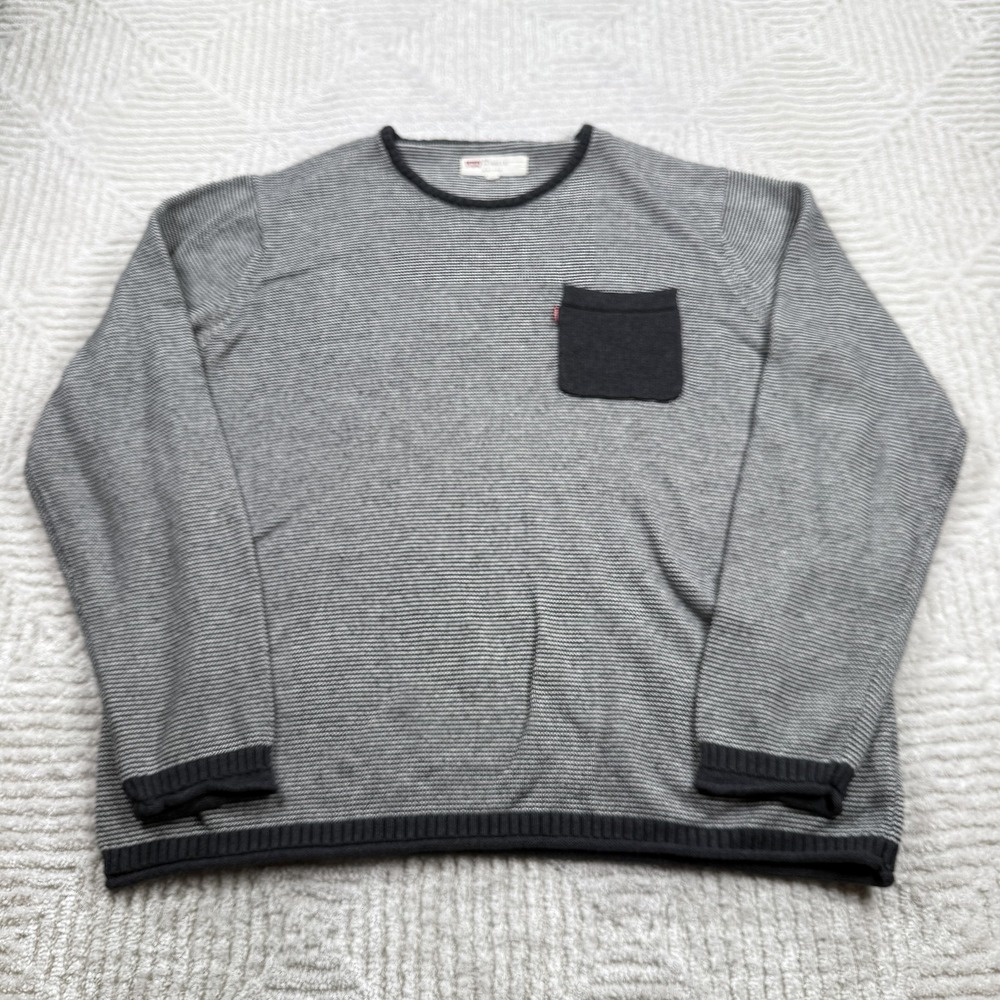 Levi's Sweater Men 2XL Stripe Crew Knit Casual Coastal Preppy Nautical Ivy Warm